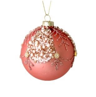 GLASS BAUBLE PINK W/CHMPGNE PEARL CRUST