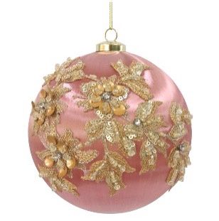 SATIN WRAPPED 150MM BALL PINK GOLD BEAD