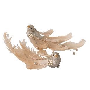 CLIP ON BIRD CHAMPAGNE PEARL TAIL 2ASS