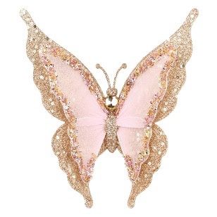 CLIP ON GOLD PINK CENTRE BUTTERFLY