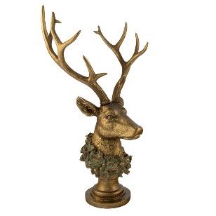 RESIN DEER HEAD ON STAND COPPER