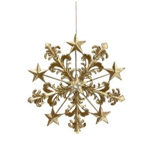 METAL HANGING GOLD FLAKE W/FLUER DE LYS