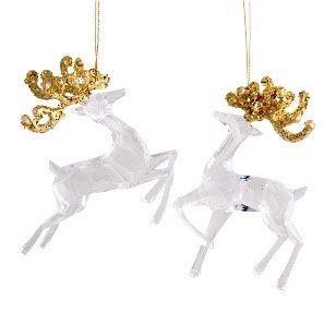 ACRYLIC REINDEER CLEAR GOLD 2ASS