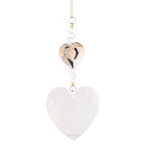 ACRYLIC HEART DROP DEC AMBER