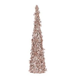 ICE GLITTER CONE TREE ROSE GOLD SML