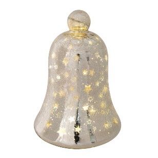 CRACKLE GLASS LED CHMPGNE BELL LGE