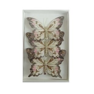FEATHER BUTTERFLY PK3 BROWN CORAL CREAM