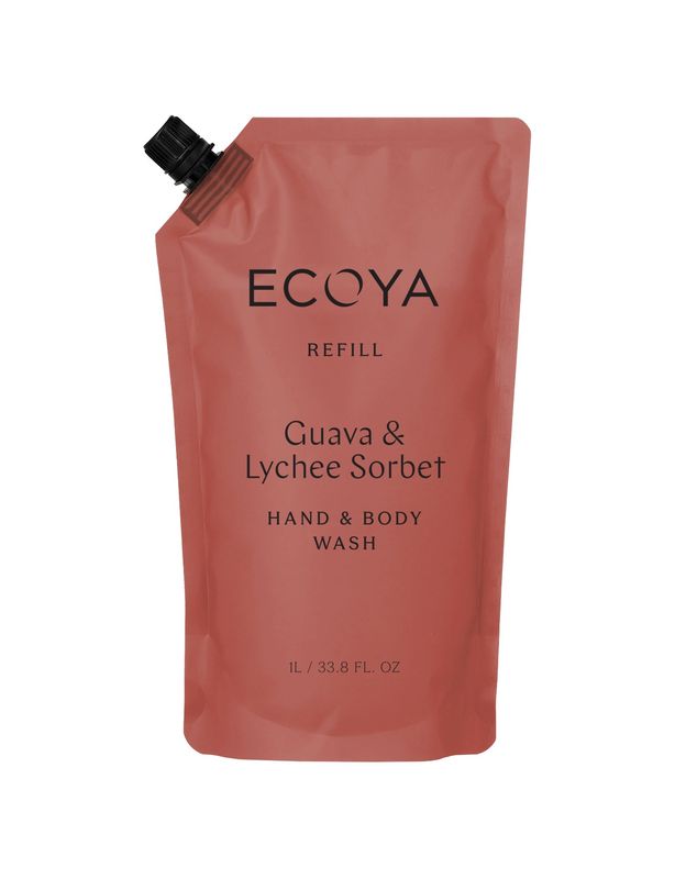 ECOYA Hand &amp; Body Wash Refill Guava &amp; Lychee Sorbet 1L