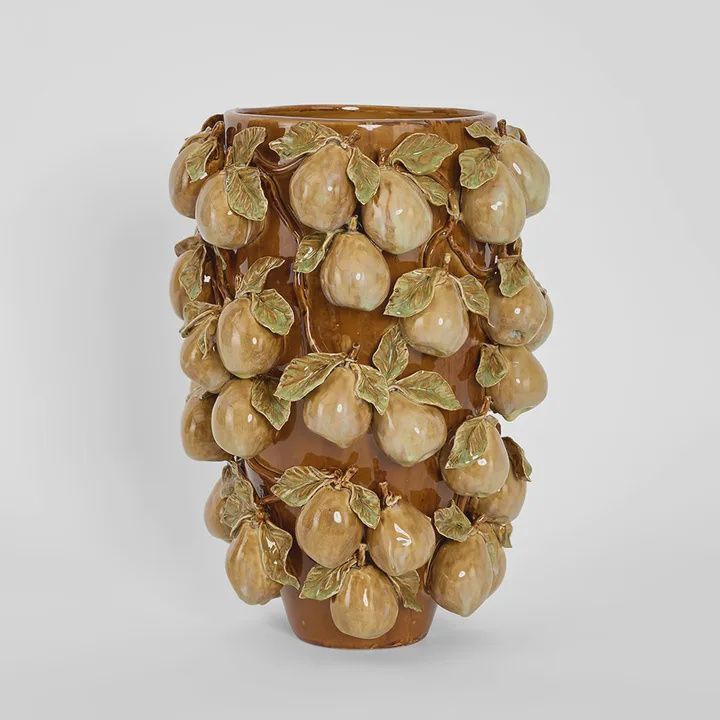 Pear Tall Vase Brown &amp; Cream