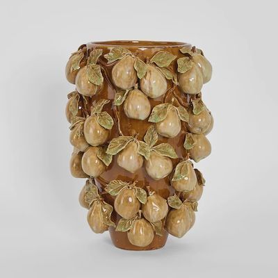 Pear Tall Vase Brown &amp; Cream