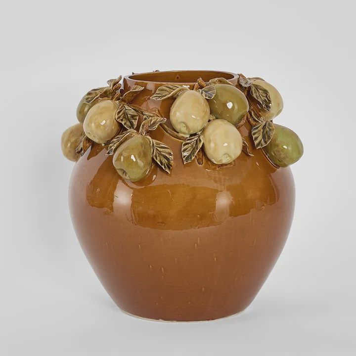 Pear Vase Brown &amp; Cream
