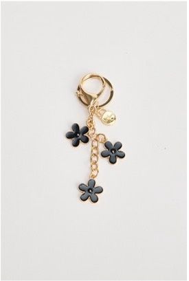 Flower Chain Keyring Black