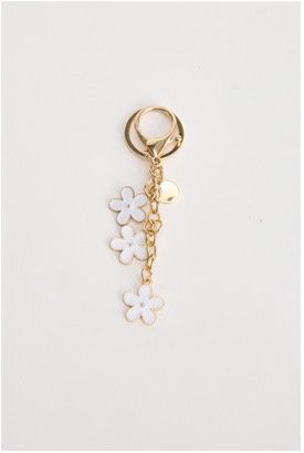 Flower Chain Keyring White