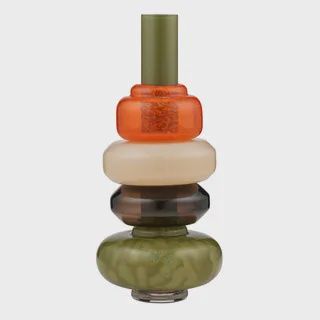 Sergio Glass Vase 17.5x40cm Olive Multi