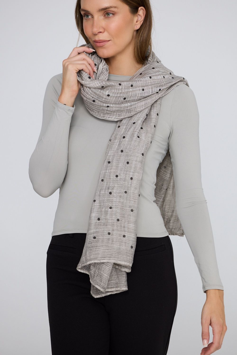 Polka Scarf - Grey