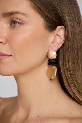 Shanice Earrings - Black w Gold
