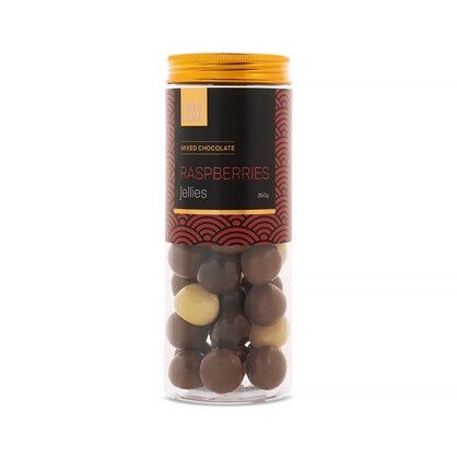 Mixed Choc Raspberries 350g