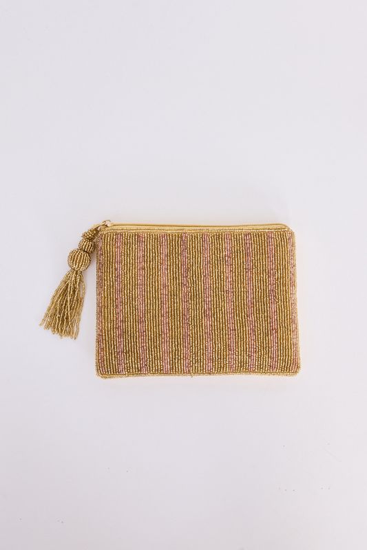 Stripe Clutch Brown