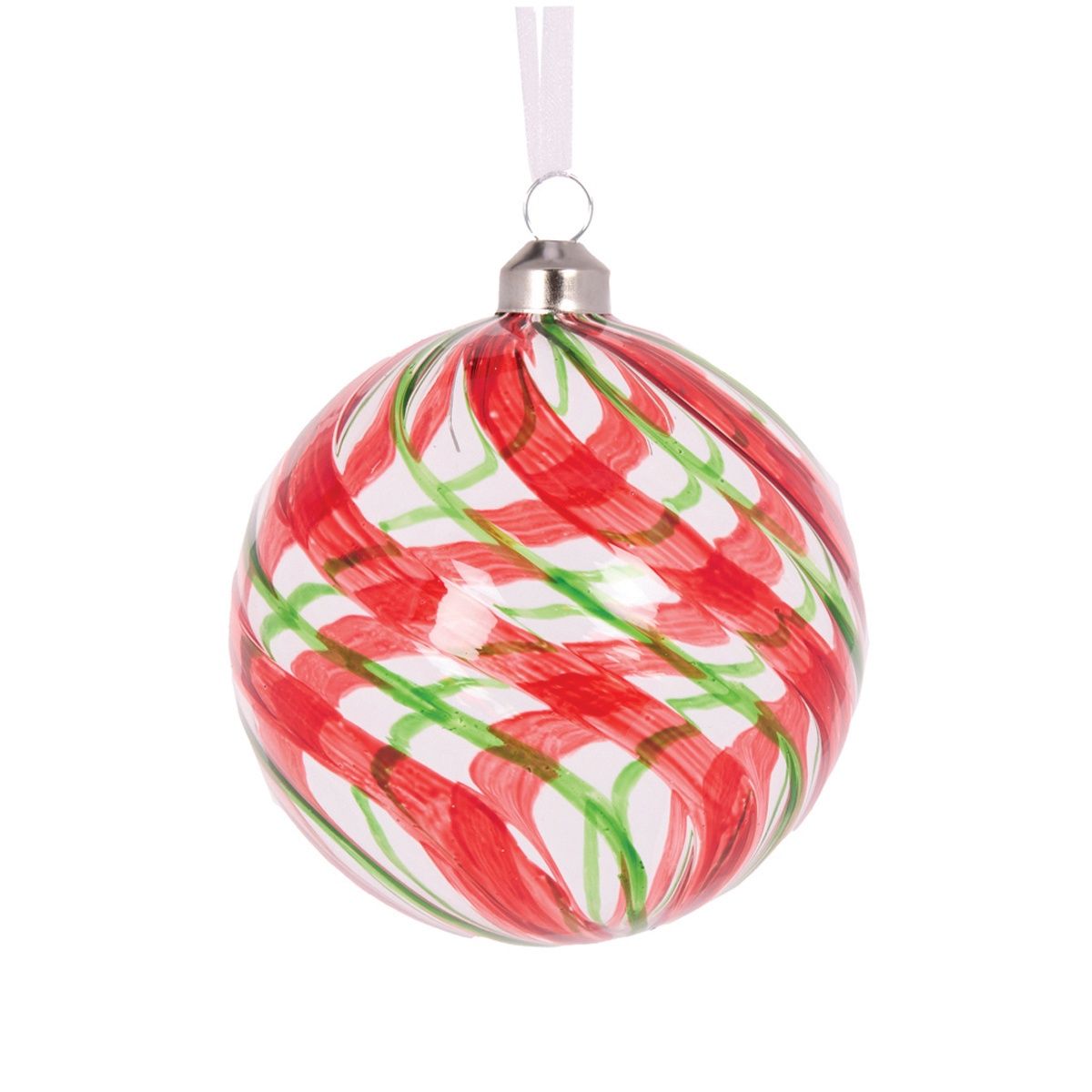 Clear Peppermint Swirl Bauble