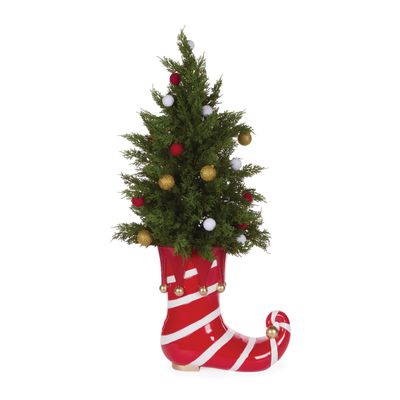 Red Stripe Elf Boot Christmas Tree