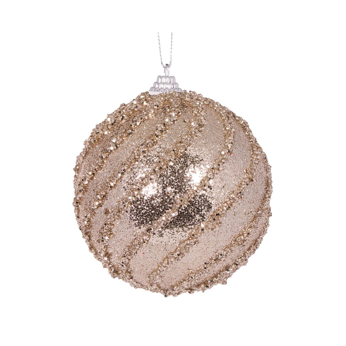 Champagne Glittered Swirl Bauble
