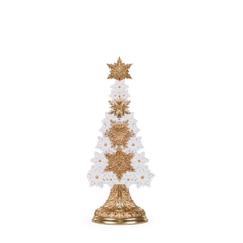 50 CM White And Gold Snowflake Tree