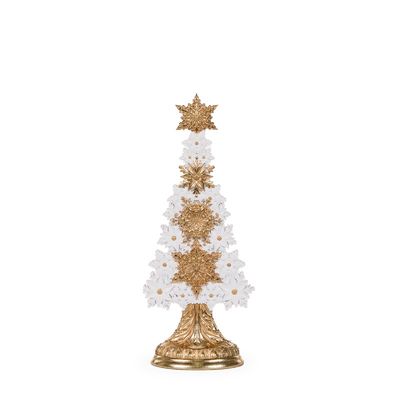 50 CM White And Gold Snowflake Tree