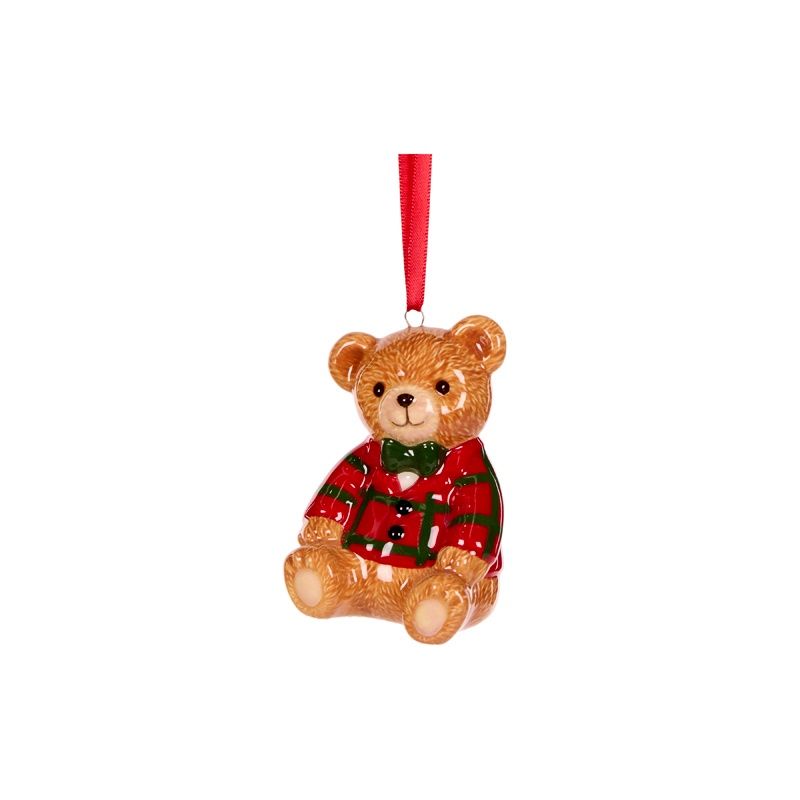 Teddy Bear With Sweater Ornament