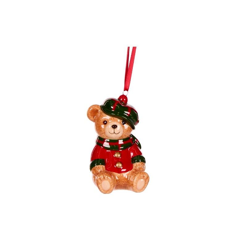 Teddy Bear With Beanie Ornament