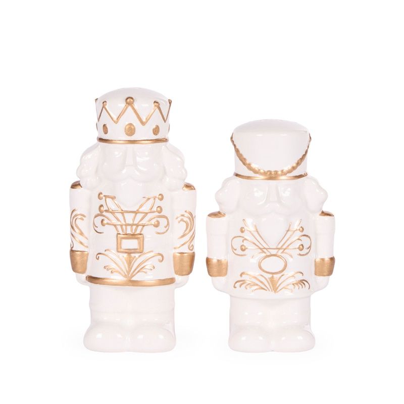 Ivory And Gold Nutcracker Salt &amp; Pepper Shakers