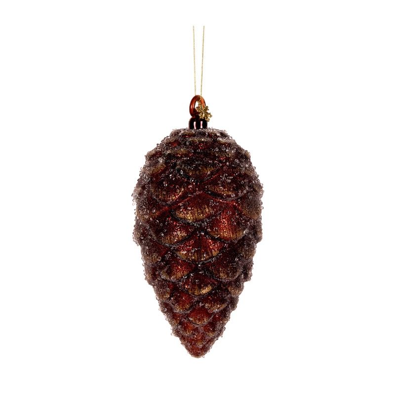 Frosted Brown Long Pinecone Bauble
