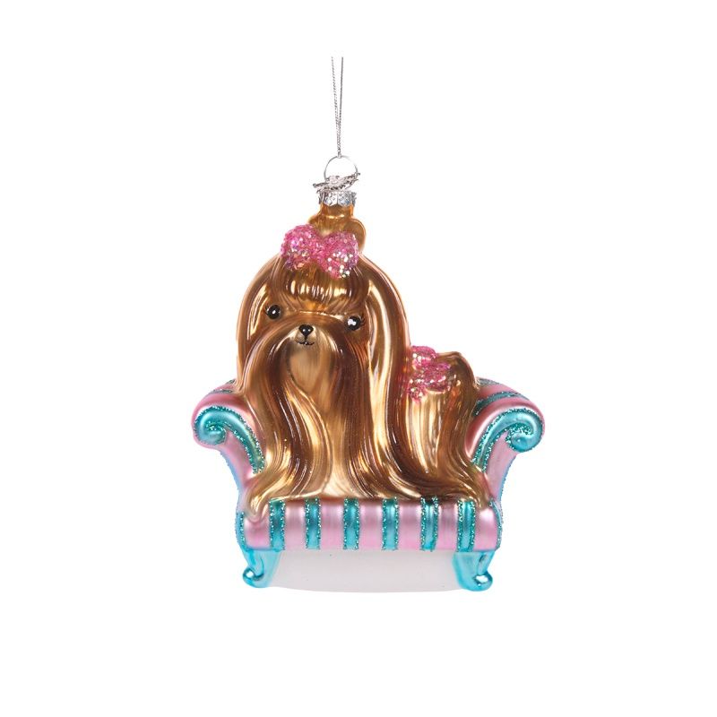 Cosy Dog With Bow Ornament