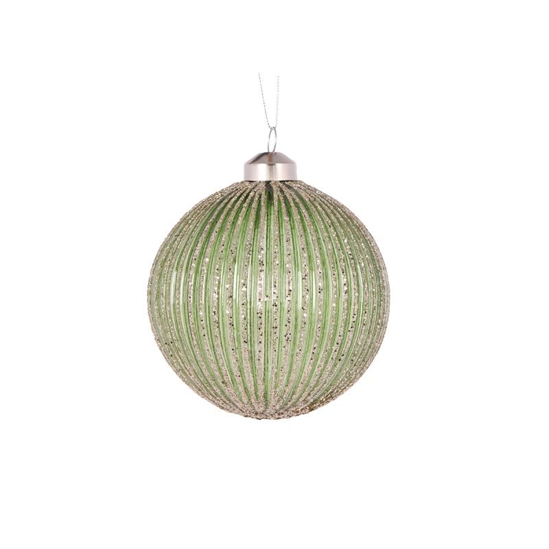 Sage Simple Ribbed Bauble