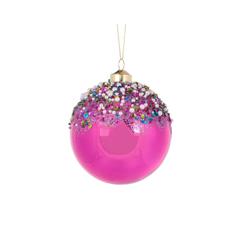 Pink Confetti Topped Bauble