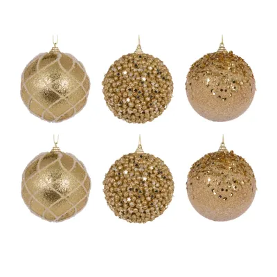 6 Pack Gold Shatterproof Baubles