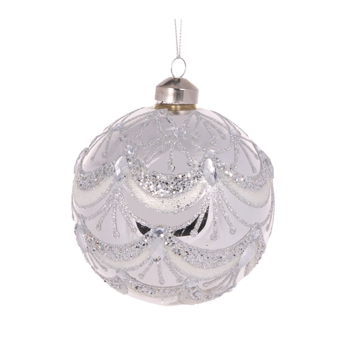 Silver Beaded Victorian Bauble