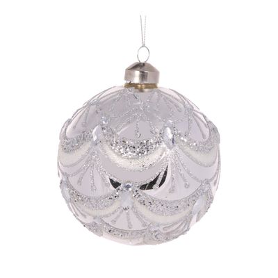 Silver Beaded Victorian Bauble