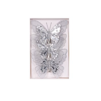 3pk Silver Embellished Butterflies