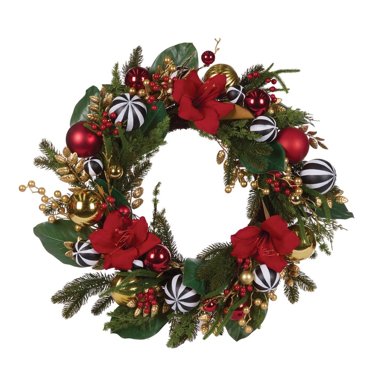 61 CM Amaryllis Bauble Wreath