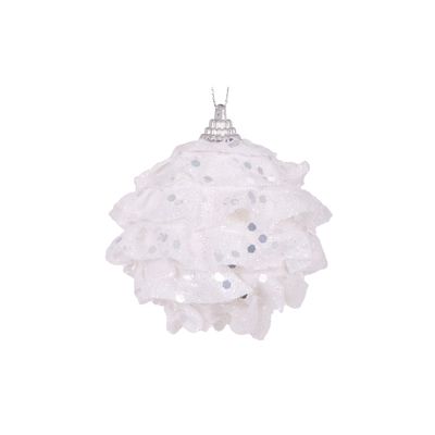 Mini White Ruffles Bauble