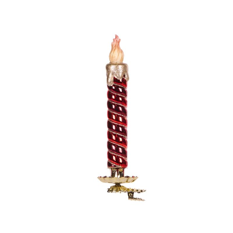 Red And Gold Swirl Glass Clip Candle
