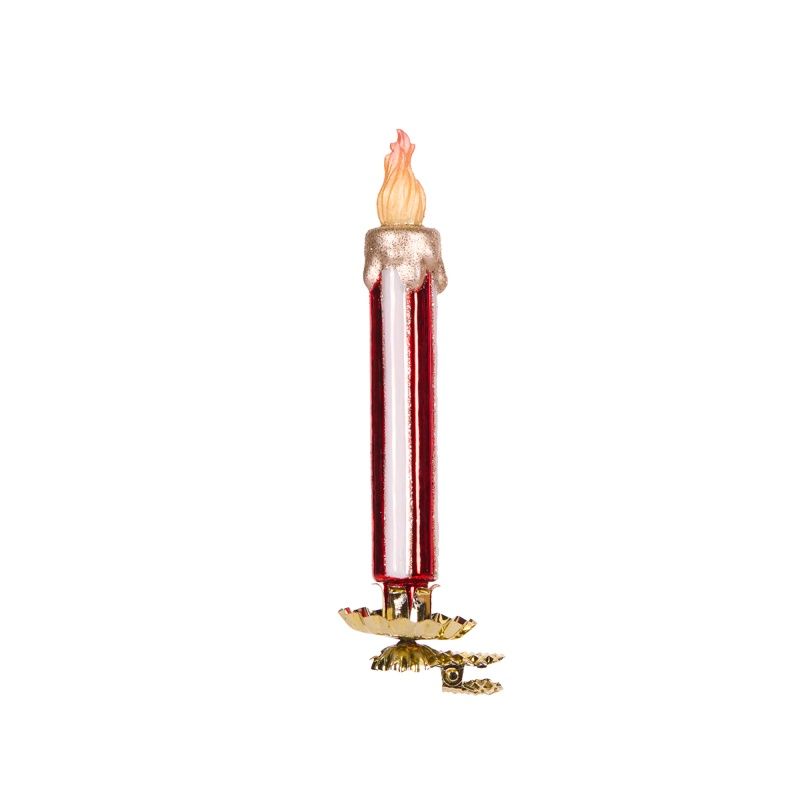 Red And White Pinstripe Glass Clip Candle