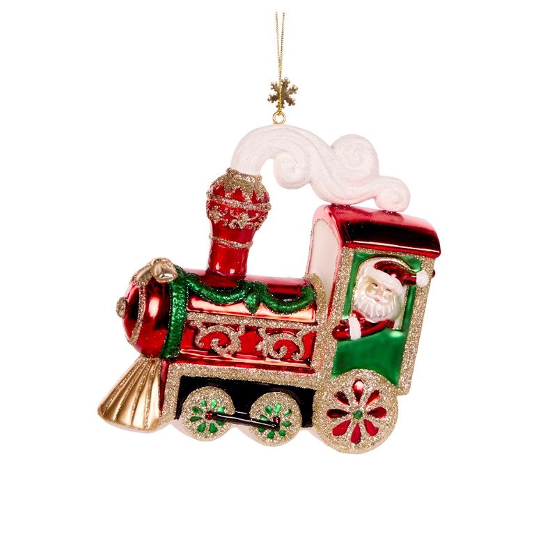 Traditional Train Glass Ornament