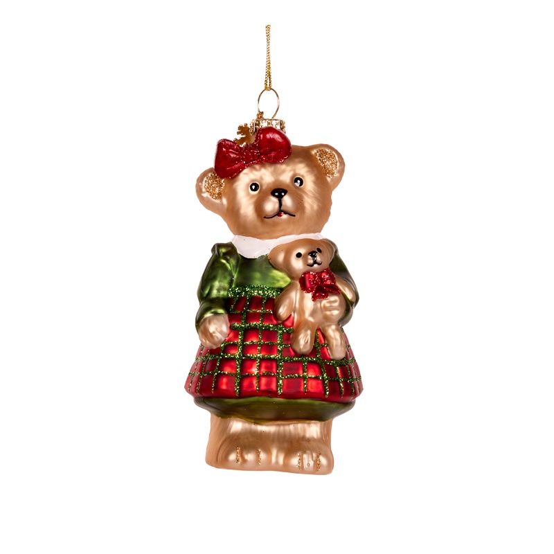 Girl Bear Glass Ornament