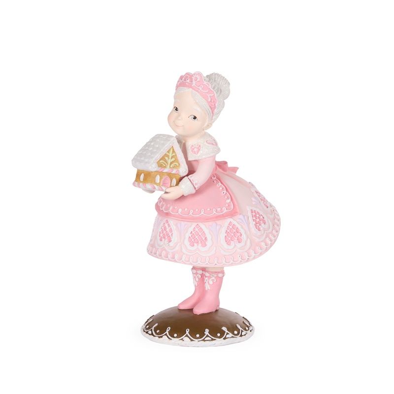 Pastel Gingerbread Mrs. Claus With House