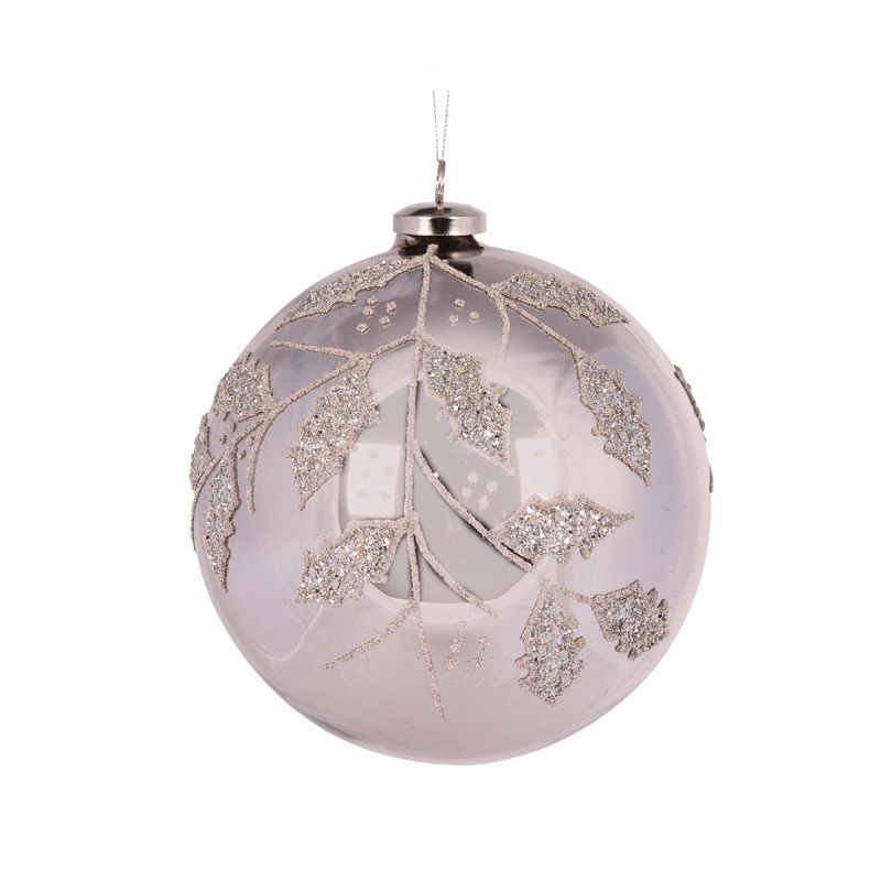 Silver Holly Bauble