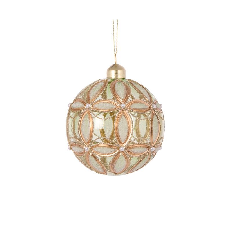 Sage Embossed Fleur Bauble