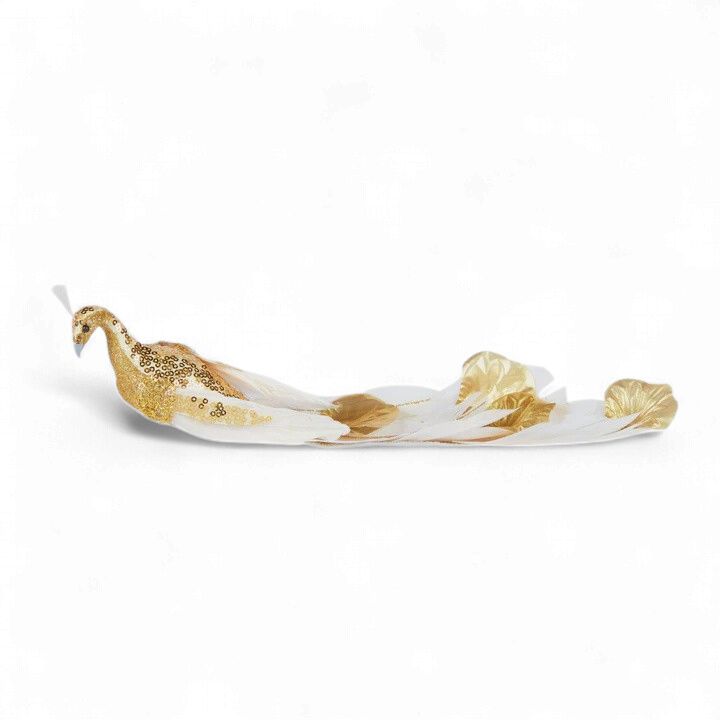 Gold Glitter Peacock Clip Bird