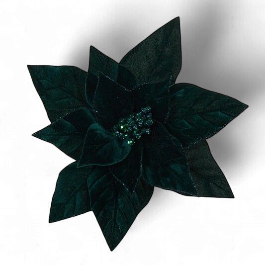 Minimal Emerald Velour Poinsettia