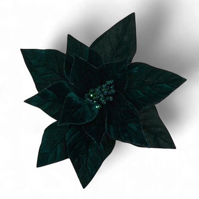 Minimal Emerald Velour Poinsettia